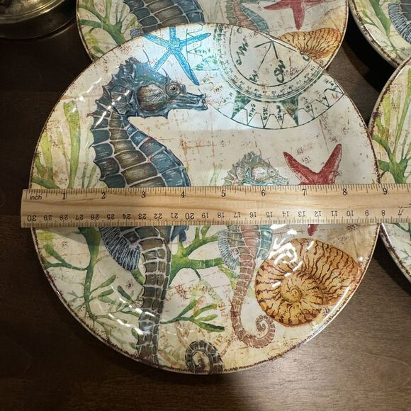 Pier 1 Imports Set of 8 Melamine 9" Lunch Salad Plates - Spikey the Seahorse - Picture 6 of 9